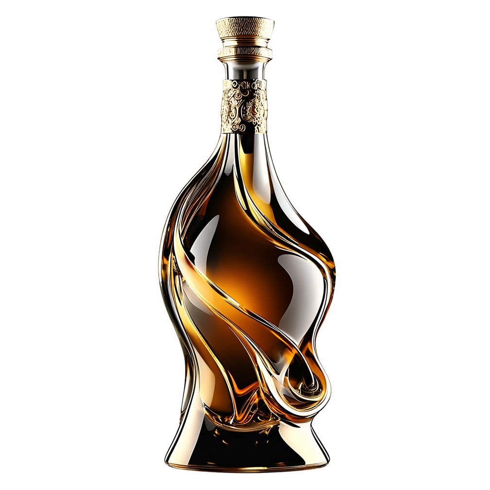 Sculptural Glass Liquor Bottle — Luxury Decanter for Premium Spirits