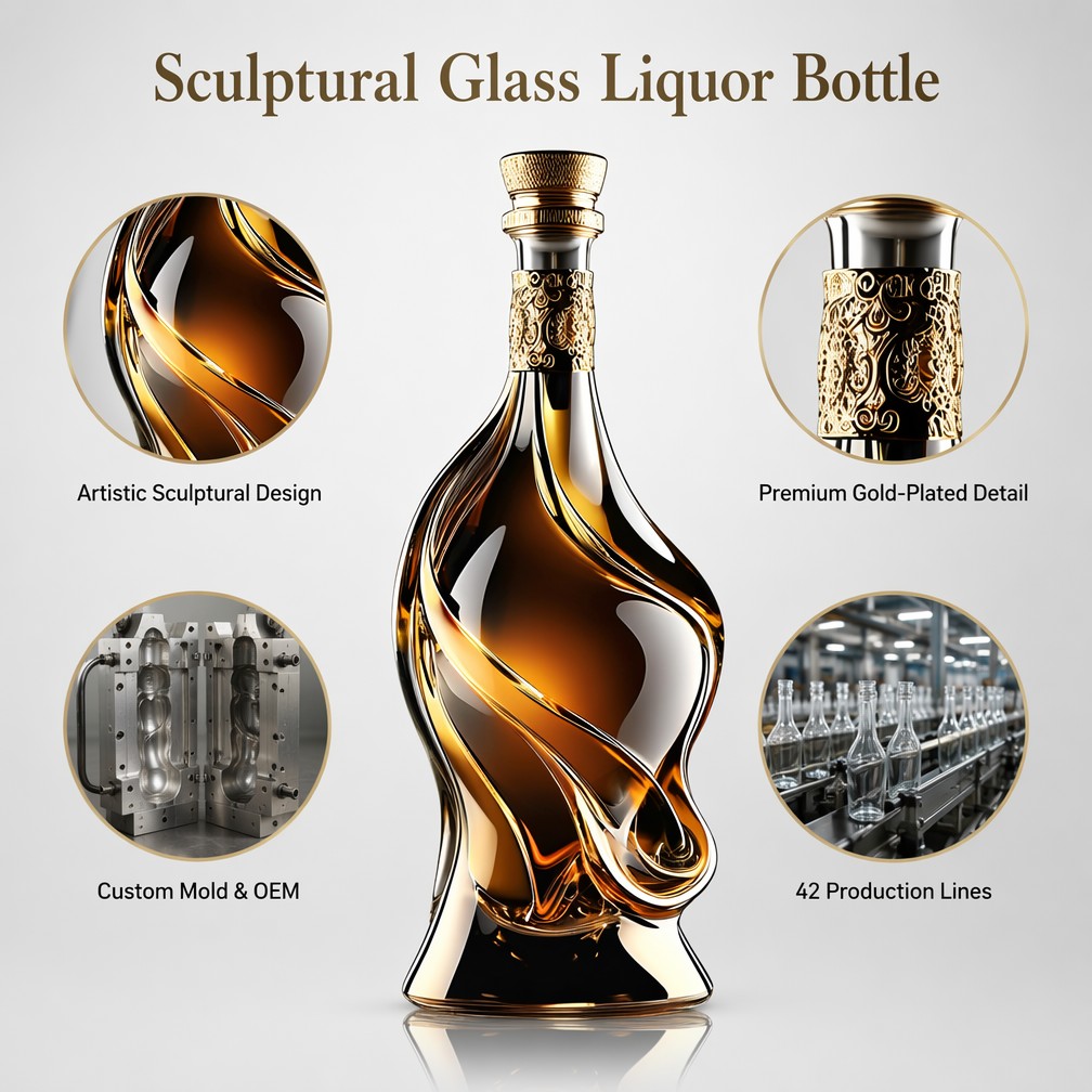 Sculptural Glass Bottle Key Features