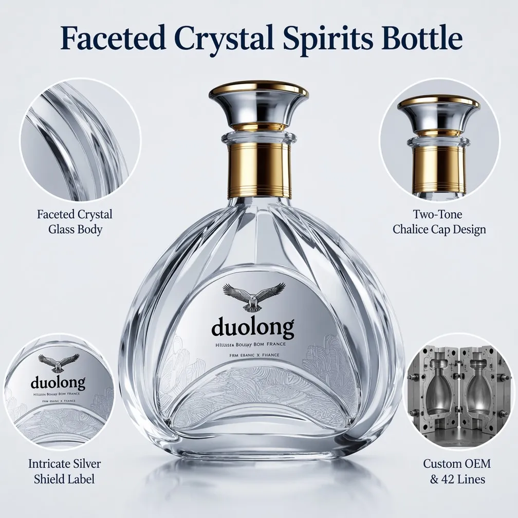 Faceted Crystal Spirits Bottle Features Overview