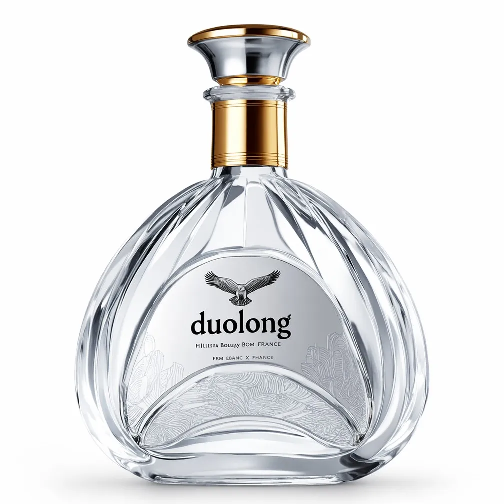 DUOLONG Faceted Crystal Spirits Bottle | Two-Tone Chalice Cap | Luxury Brandy & Cognac Decanter | OEM Custom