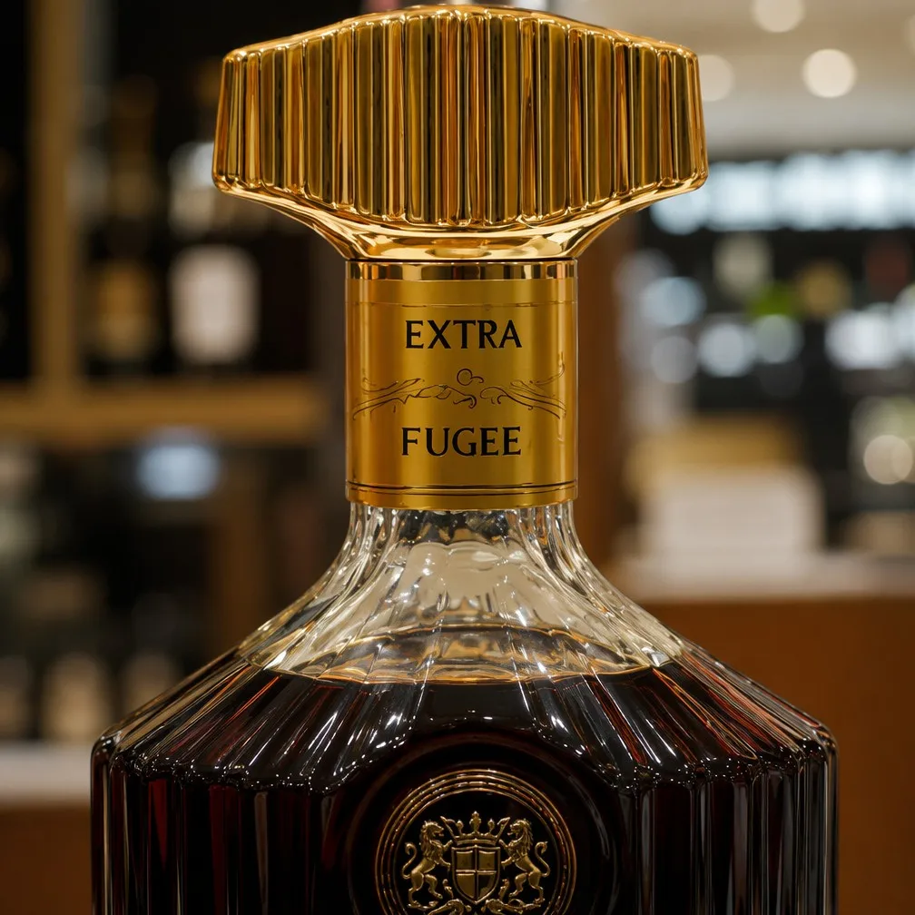 Close-Up of Fan-Shaped Golden Stopper and Embossed Heritage Crest