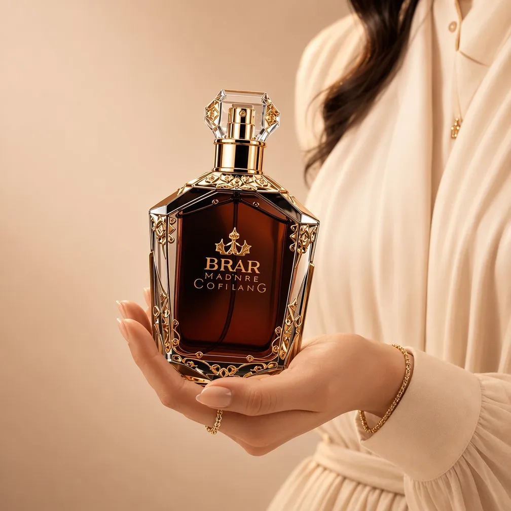 Hexagonal Filigree Decanter Hand Presentation