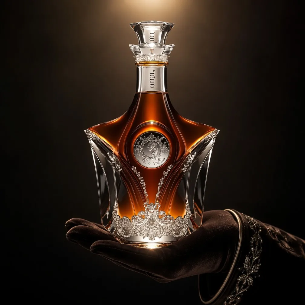 Winged Crystal Decanter Hand Presentation in Velvet Glove