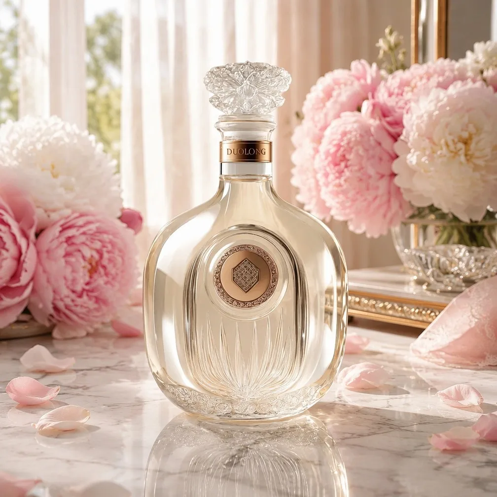 Crystal Flower Perfume Bottle in Romantic Garden Setting