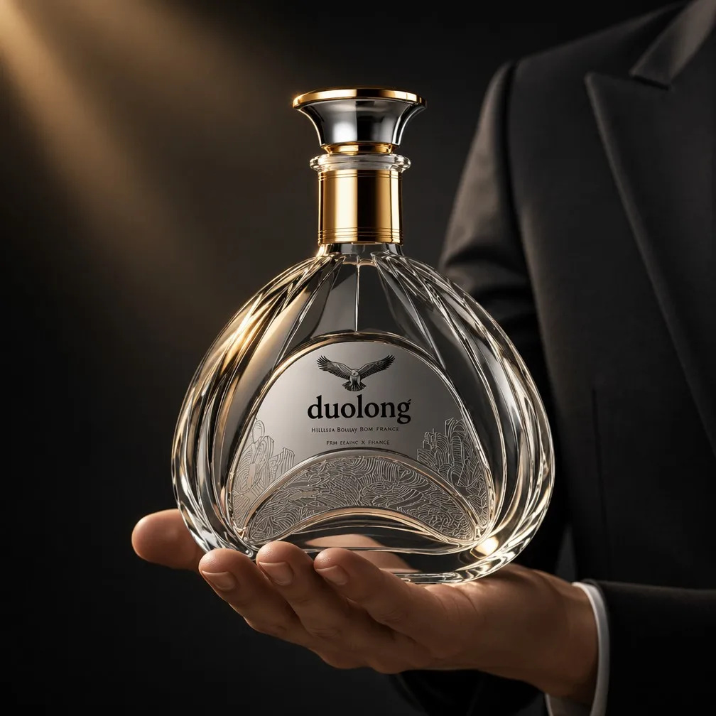 Faceted Crystal Spirits Bottle Hand Presentation