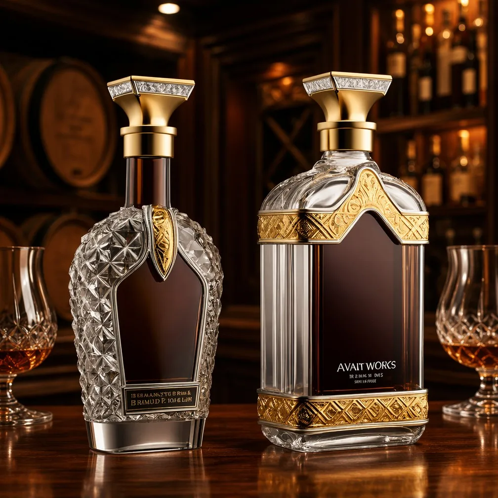 Decanter Duo in Wine Cellar Setting with Brandy Snifters