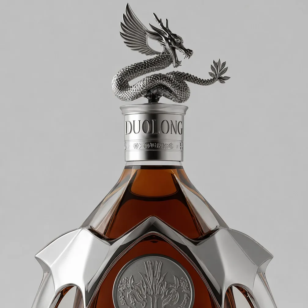 Close-Up of Coiled Dragon Stopper and Winged Silver Cage