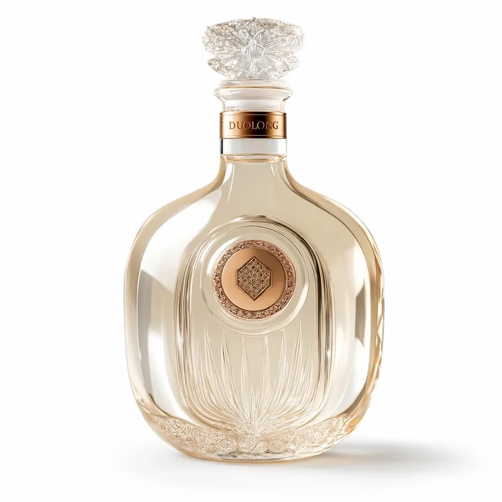 DUOLONG Crystal Flower Perfume Bottle | Blooming Crystal Stopper & Rose-Gold Medallion | OEM Custom