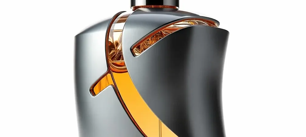 DUOLONG Sculptural Metal Perfume Bottle | Gunmetal Wrap & Flowing Cutout Glass | OEM Custom