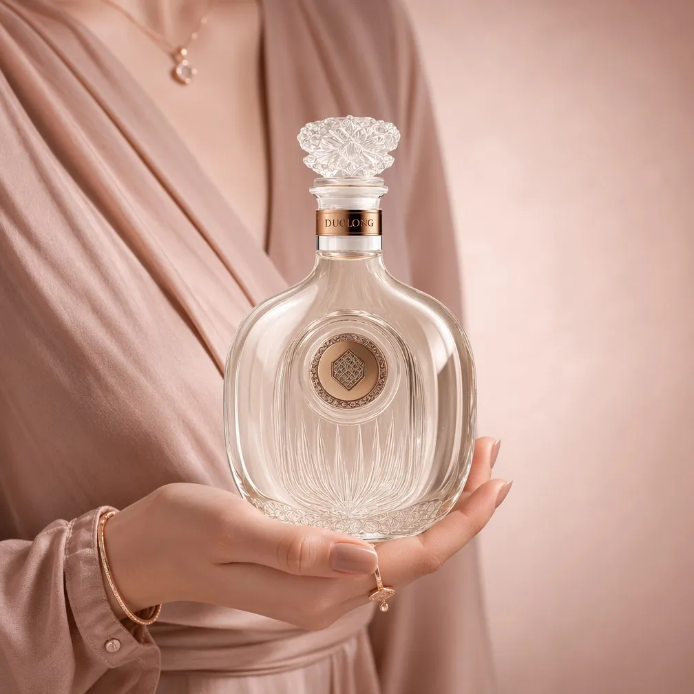 Crystal Flower Perfume Bottle Hand Presentation