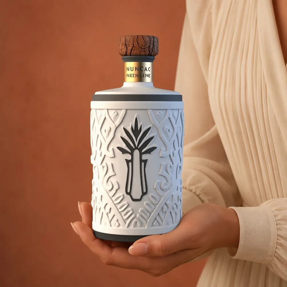 Agave Relief Tequila Bottle Hand Presentation