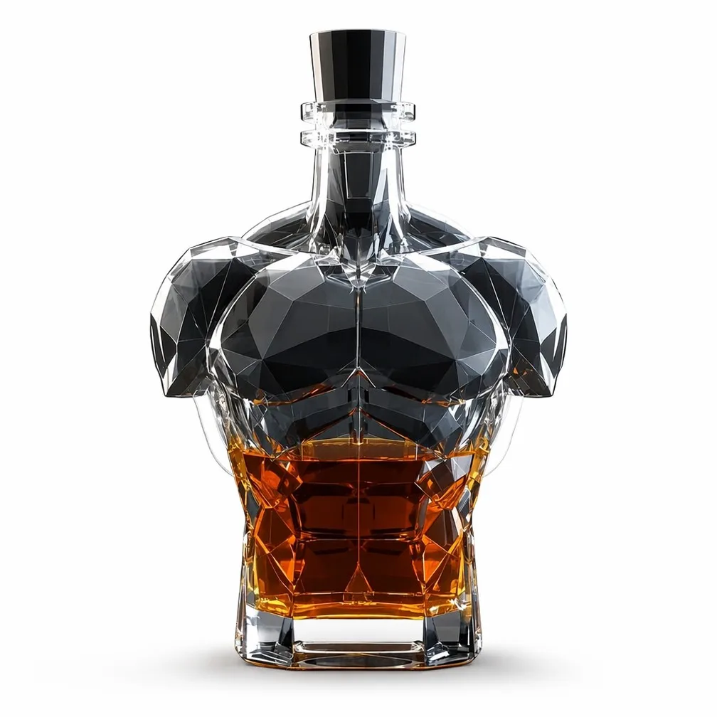 DUOLONG Sculptural Torso Crystal Decanter | Low-Poly Muscular Design & Precision Facets | OEM Custom
