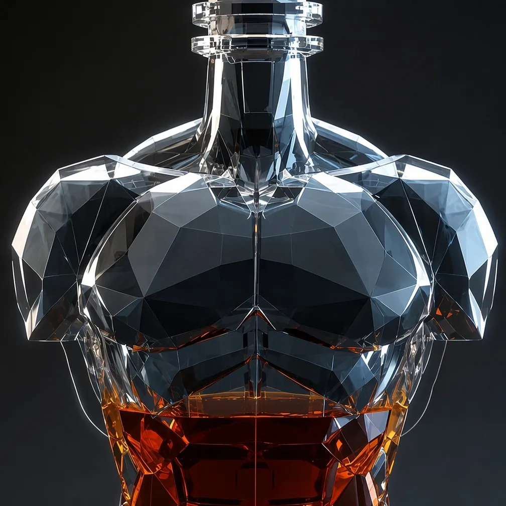 Close-Up of Low-Poly Crystal Facets on Chest and Shoulders