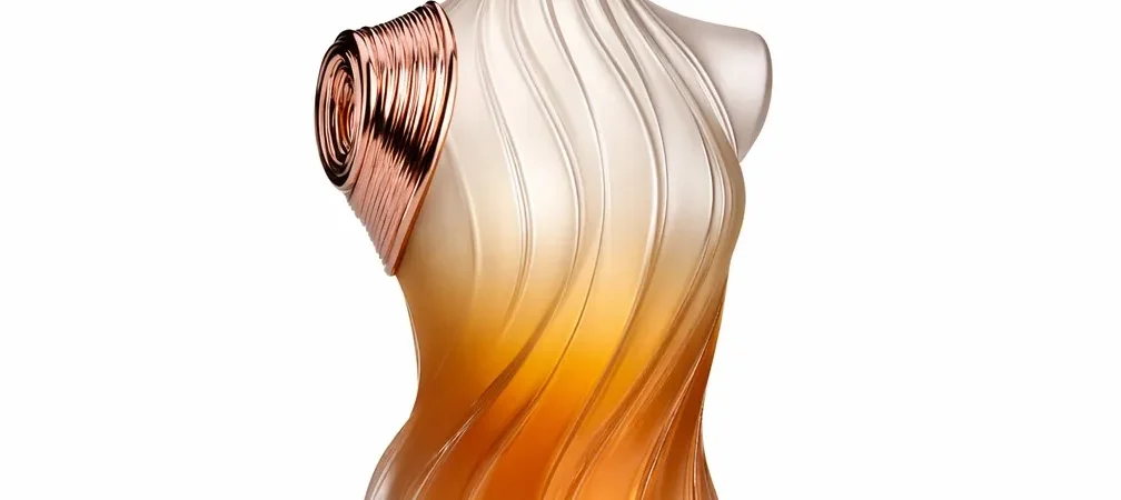 DUOLONG Sculptural Torso Perfume Bottle | Rose-Gold Coiled Shoulder & Swirling Glass Texture | OEM Custom
