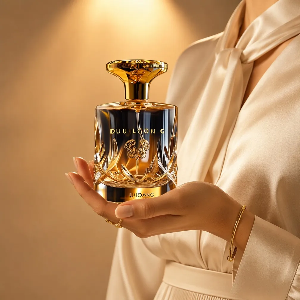 Gold Crown Perfume Bottle Hand Presentation