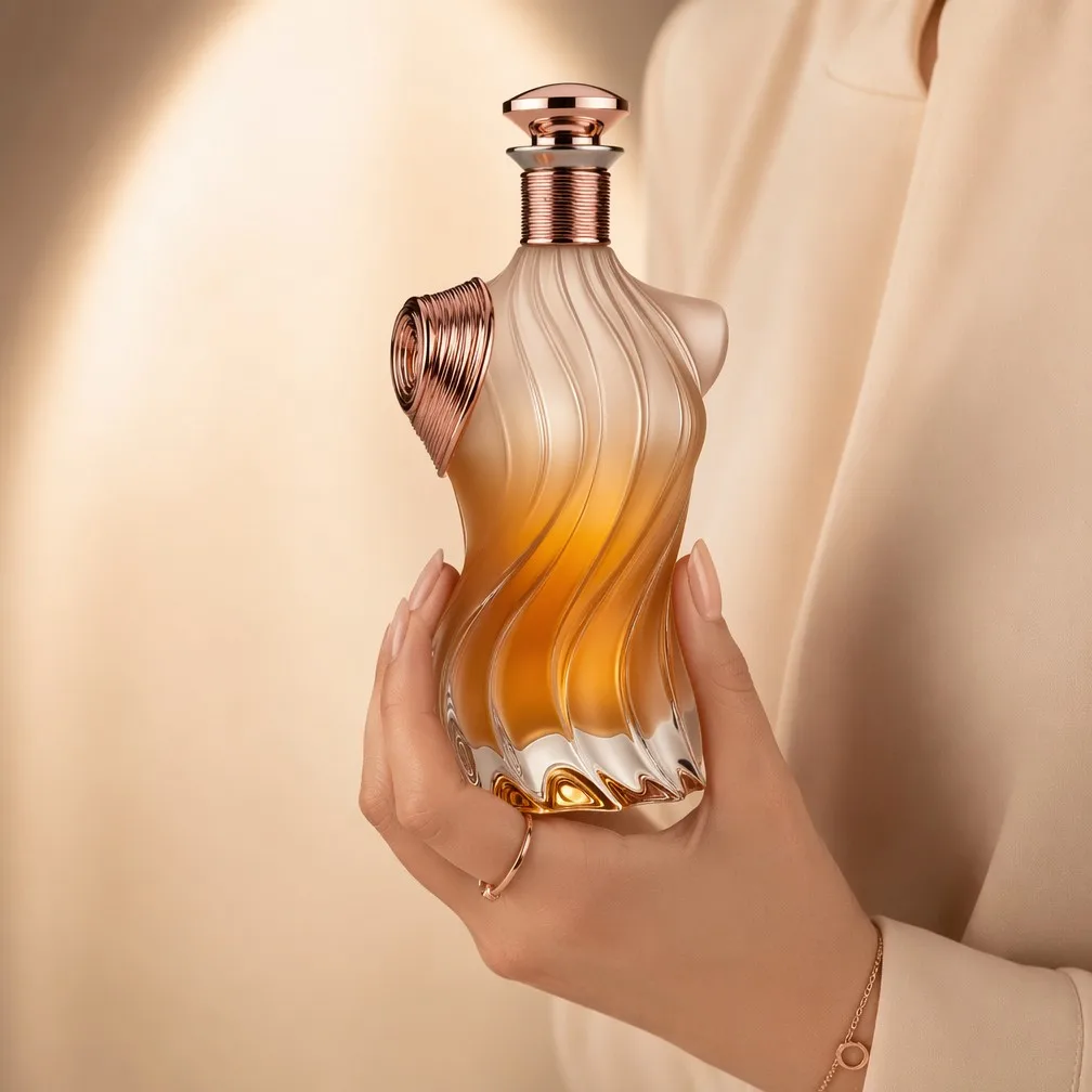 Sculptural Torso Perfume Bottle Hand Presentation