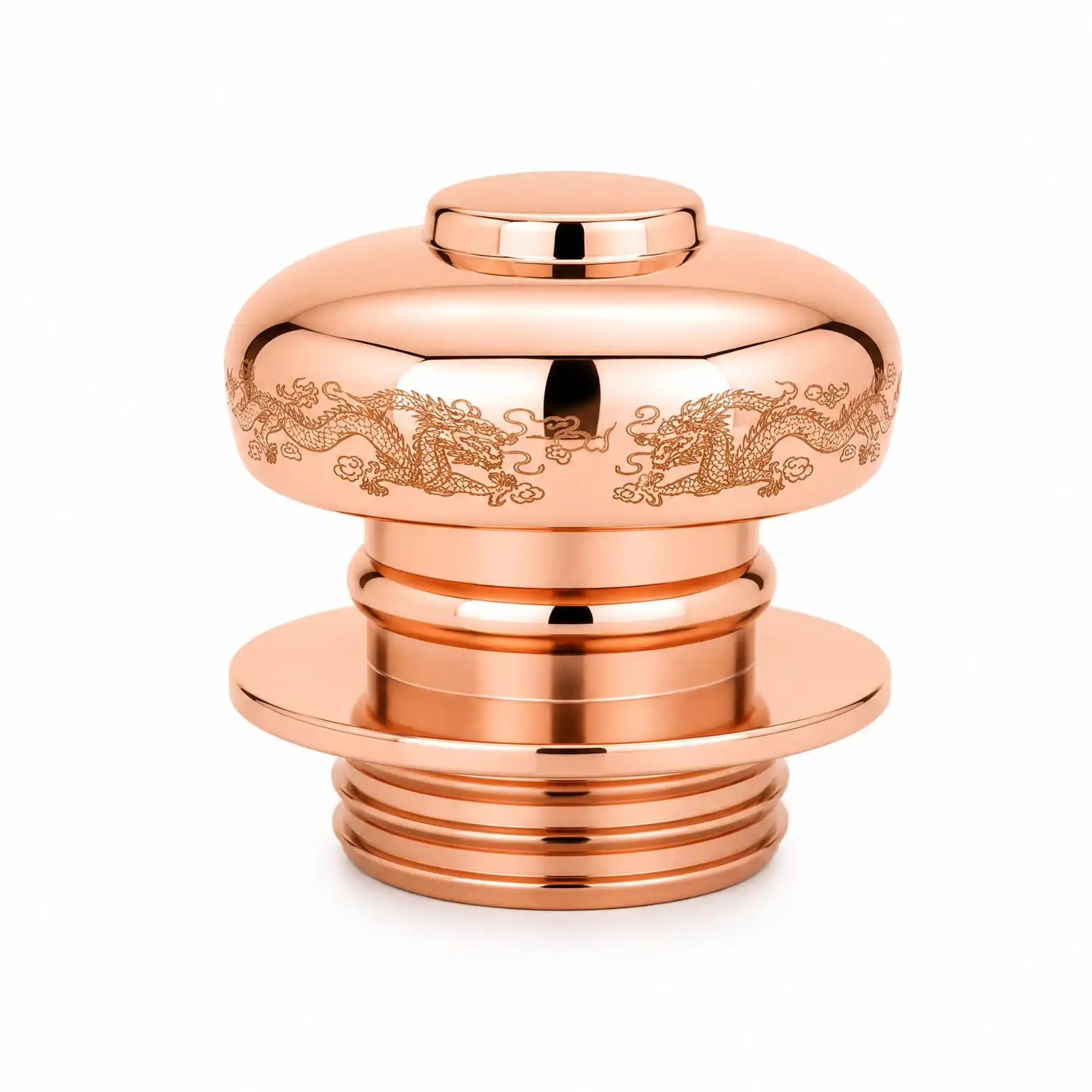 Rose-Gold Metal Bottle Cap with Engraved Dragon Motif - view 5