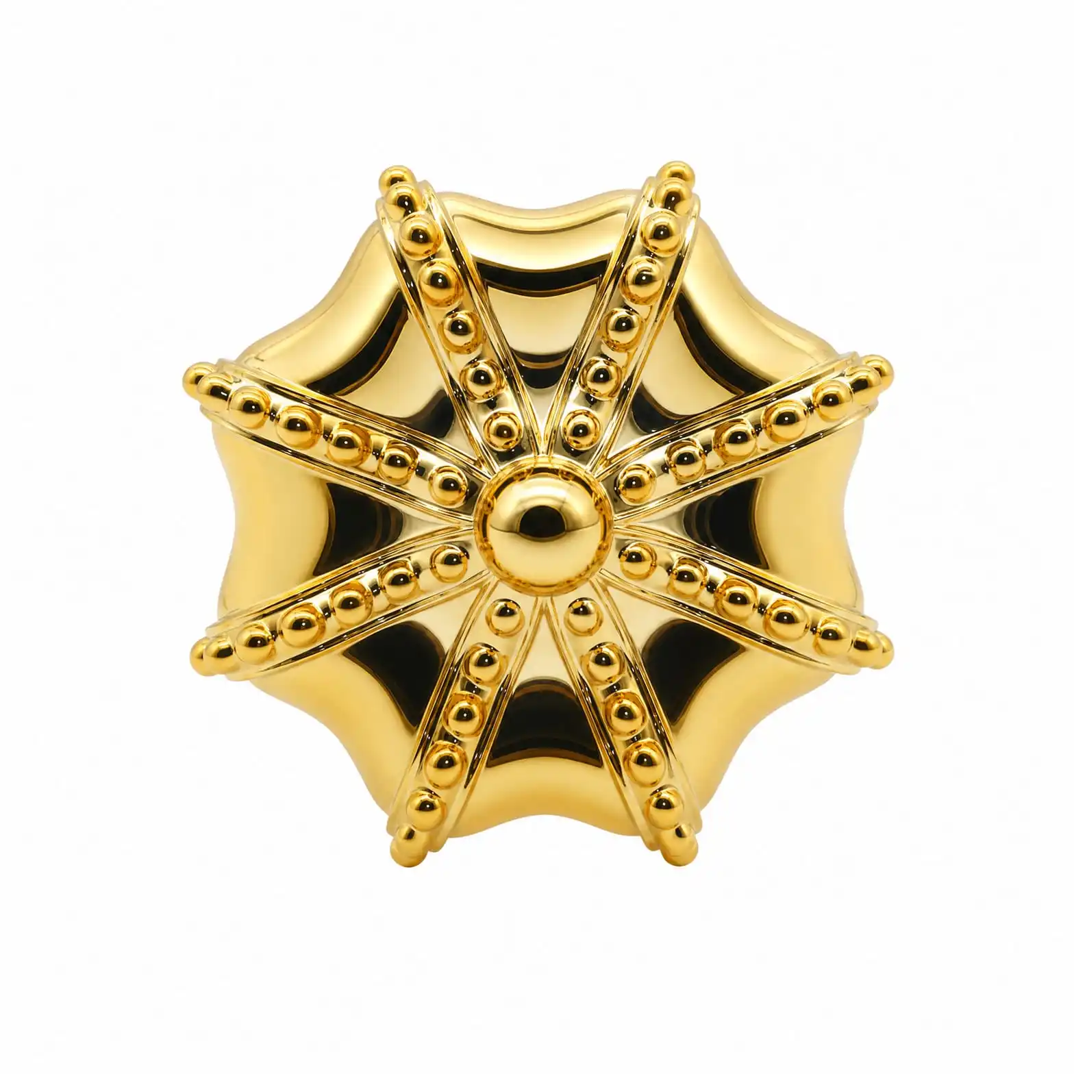 Gold Bottle Cap with Quilted Diamond Skirt and Crown Band