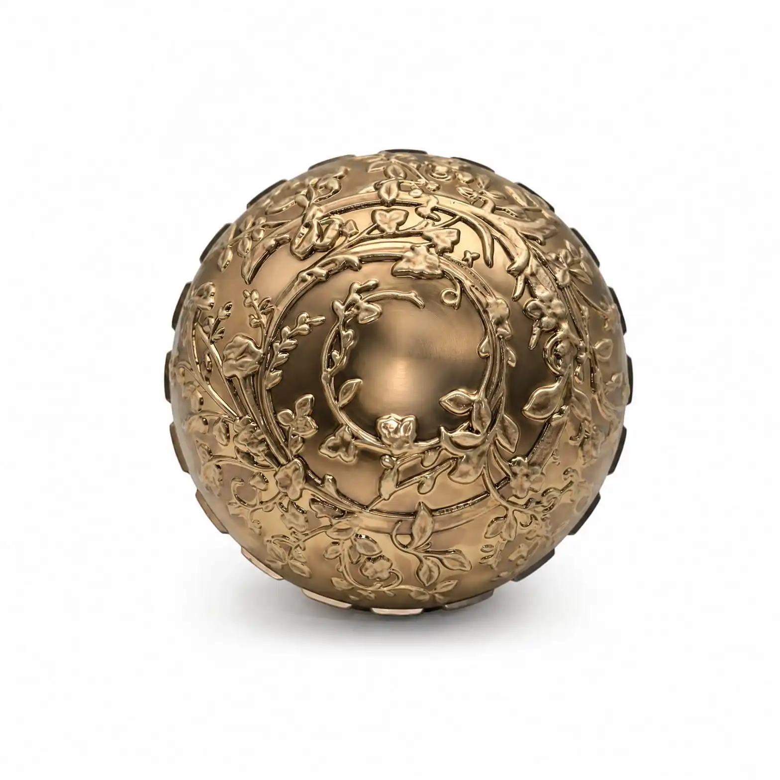 Antique Brass Bottle Stopper with Floral Vine Relief