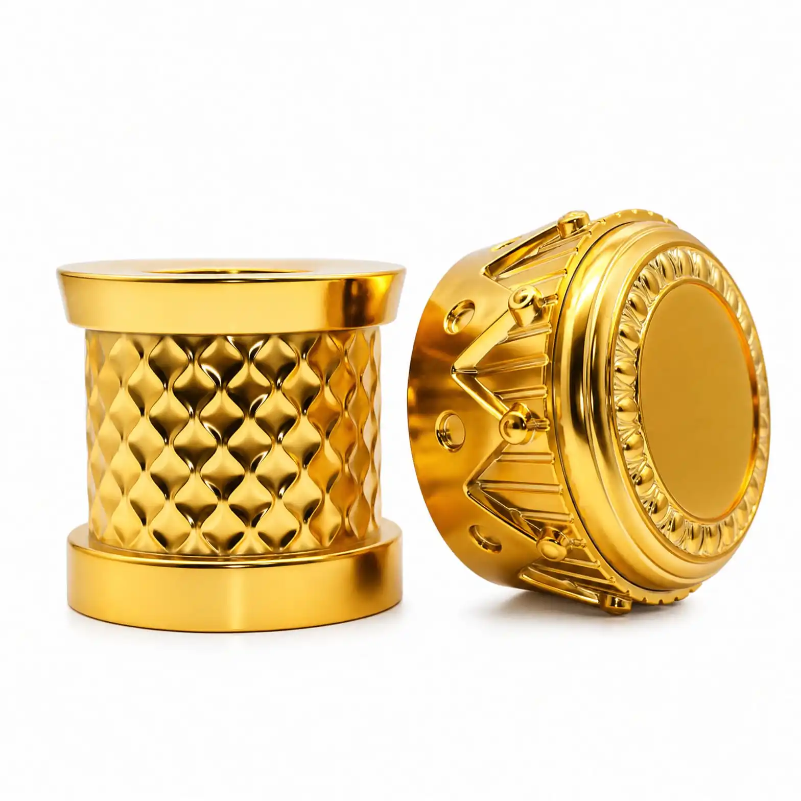 Gold Bottle Cap with Quilted Diamond Skirt and Crown Band - view 4
