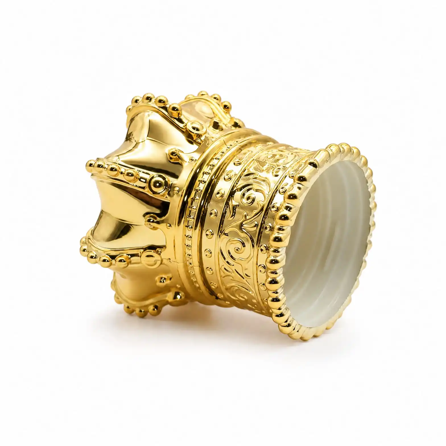 Gold Royal Crown Bottle Cap with Beaded Detailing - view 3