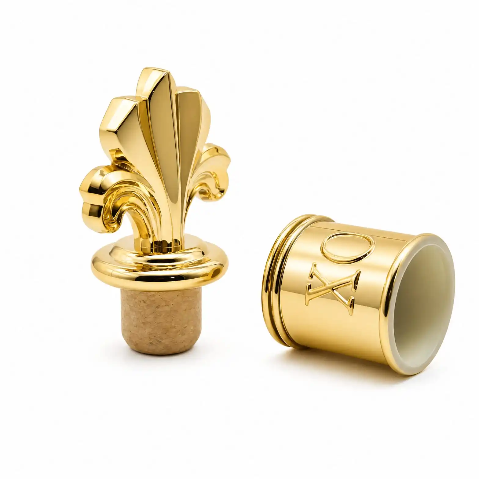 Gold XO Spirits Bottle Cap with Flat Top and Cork Fit - view 2