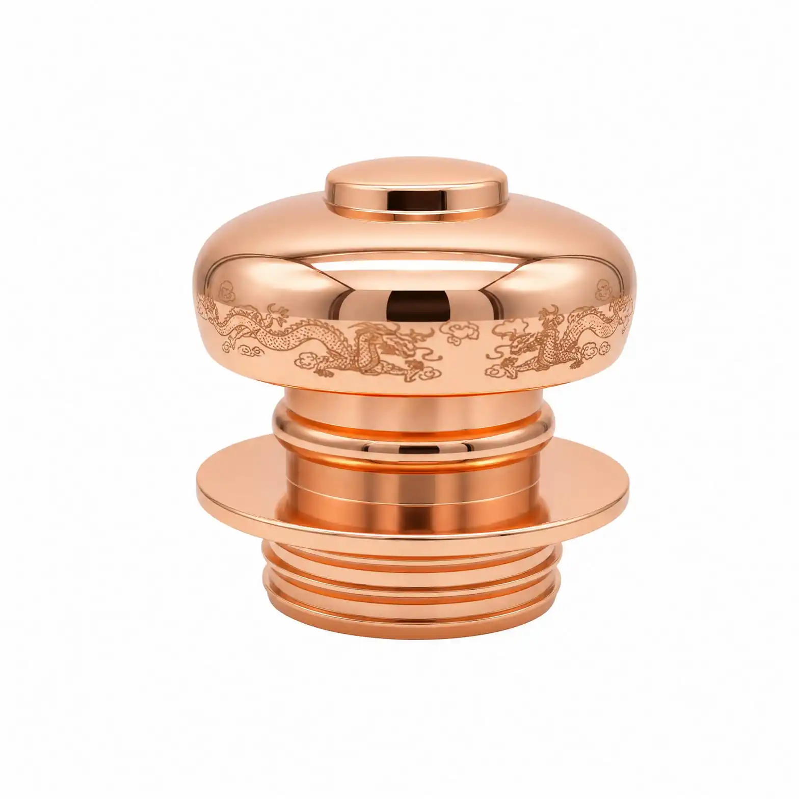 Rose-Gold Metal Bottle Cap with Engraved Dragon Motif