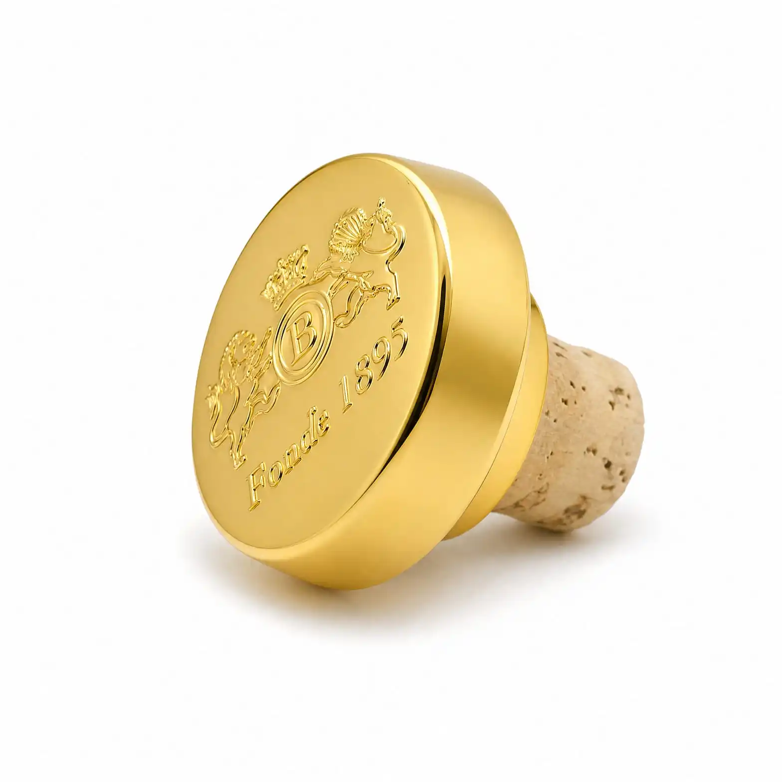 Gold Bottle Cap with Lion Crest and Depuis 1895 Engraving - view 3
