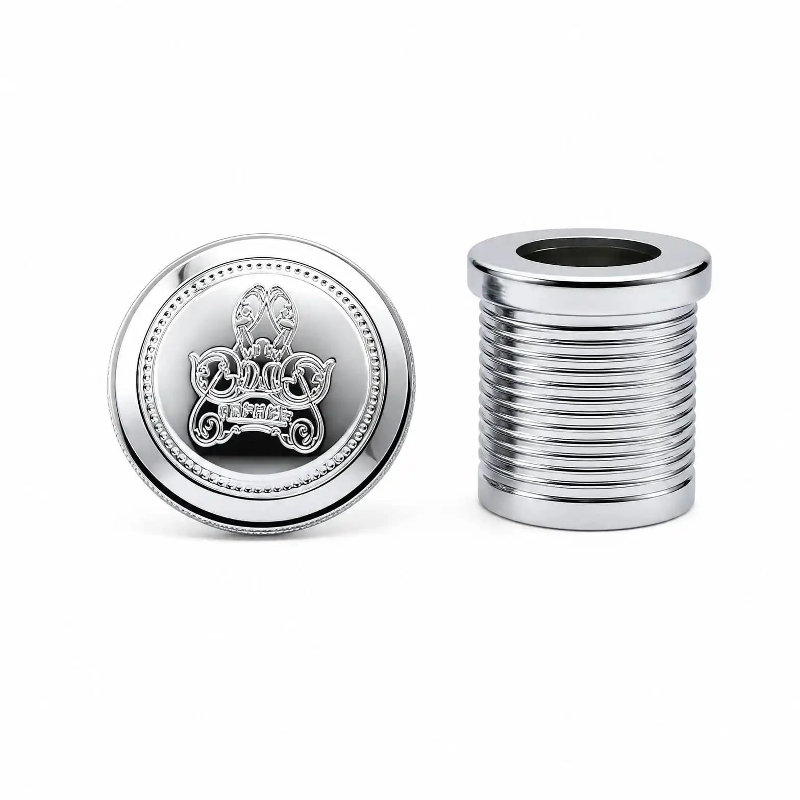 Chrome Crest Bottle Cap with Ribbed Skirt
