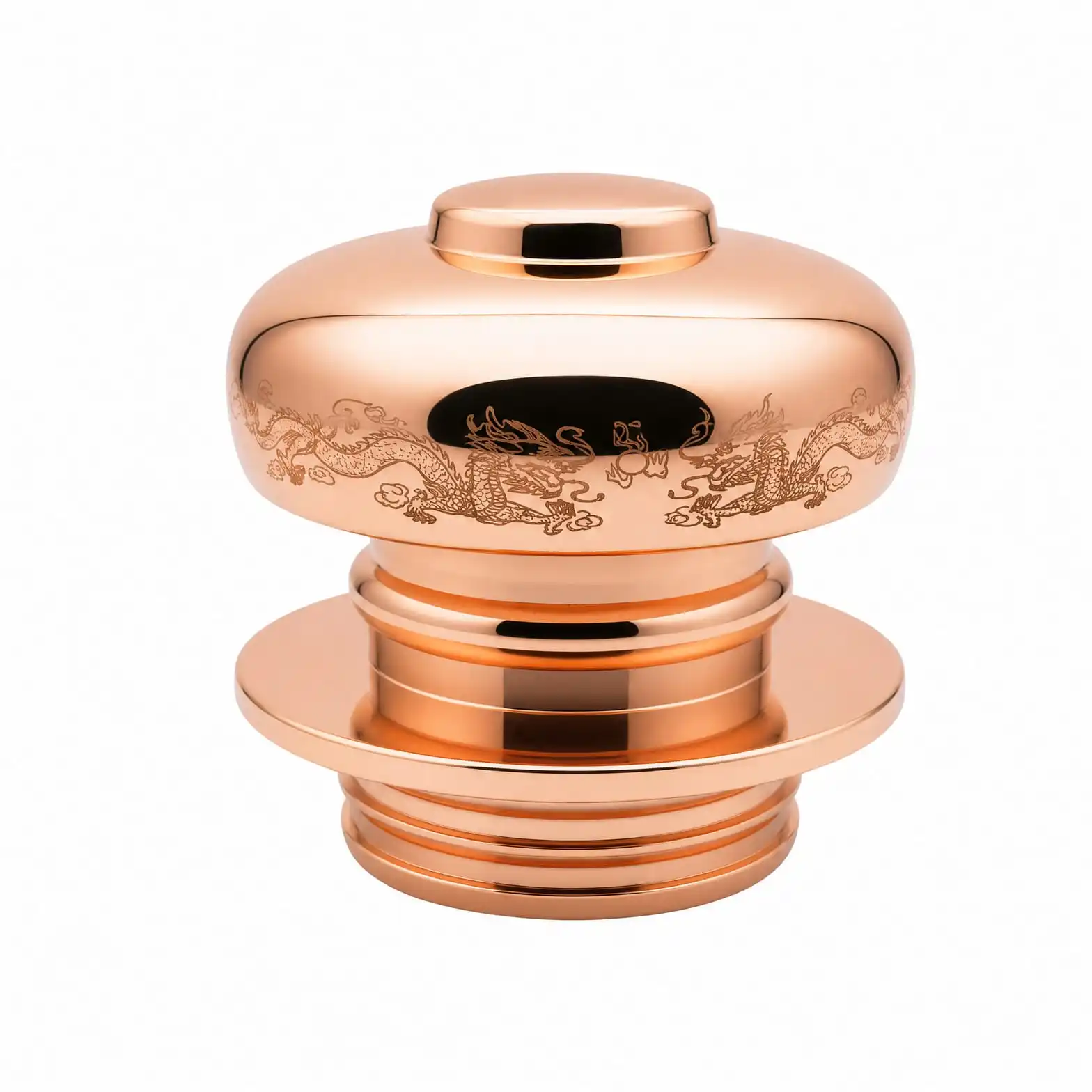 Rose-Gold Metal Bottle Cap with Engraved Dragon Motif - view 2