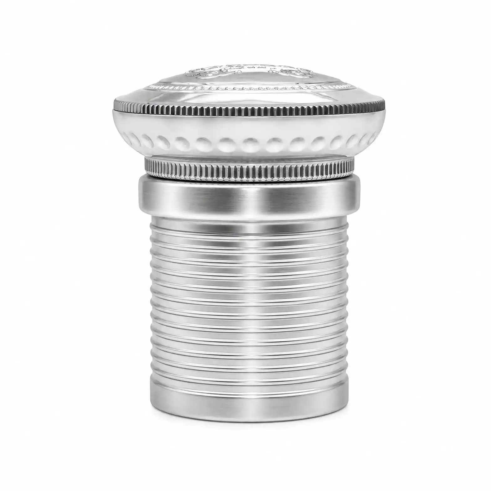 Silver Crystal-Top Bottle Cap with Ribbed Aluminum Body