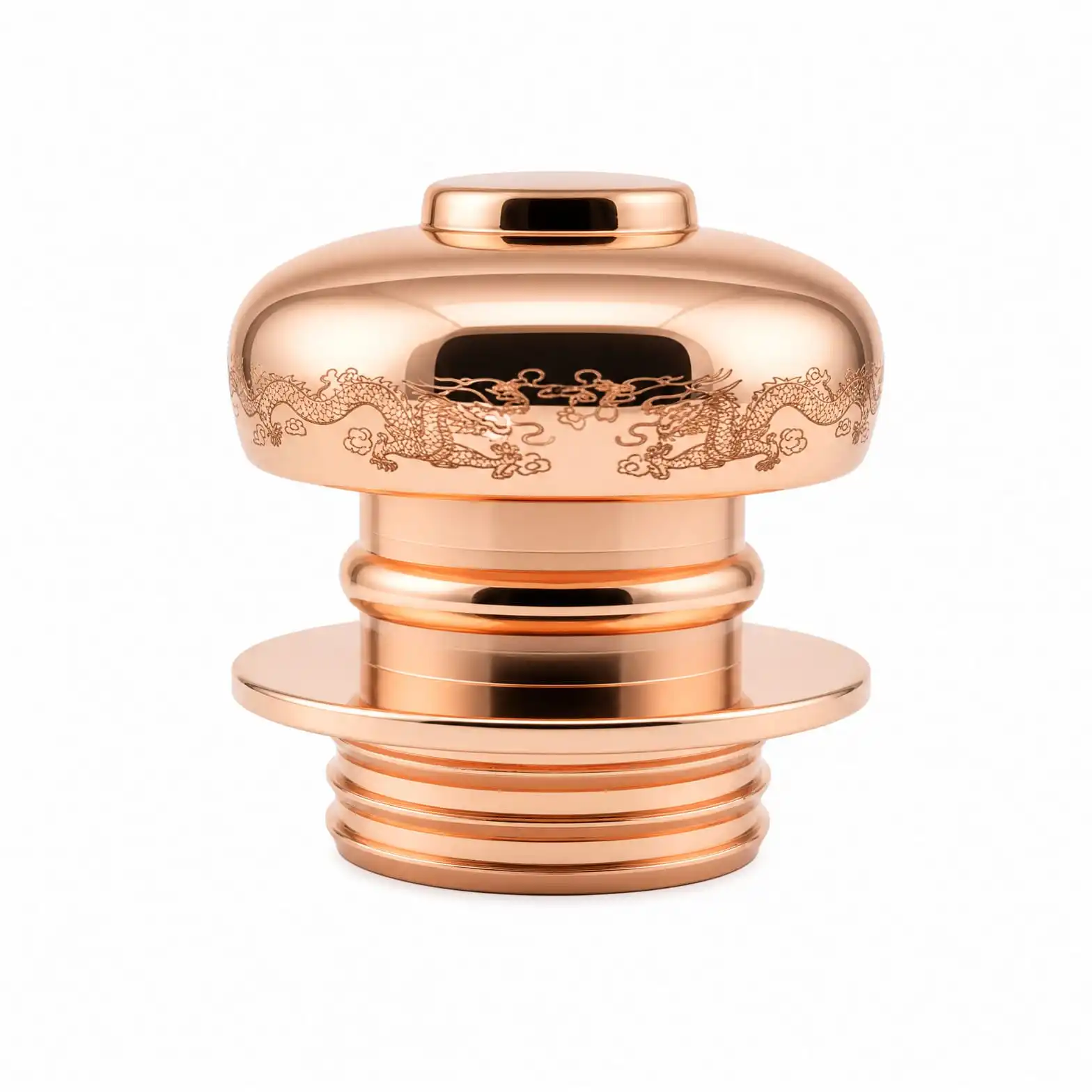 Rose-Gold Metal Bottle Cap with Engraved Dragon Motif - view 4