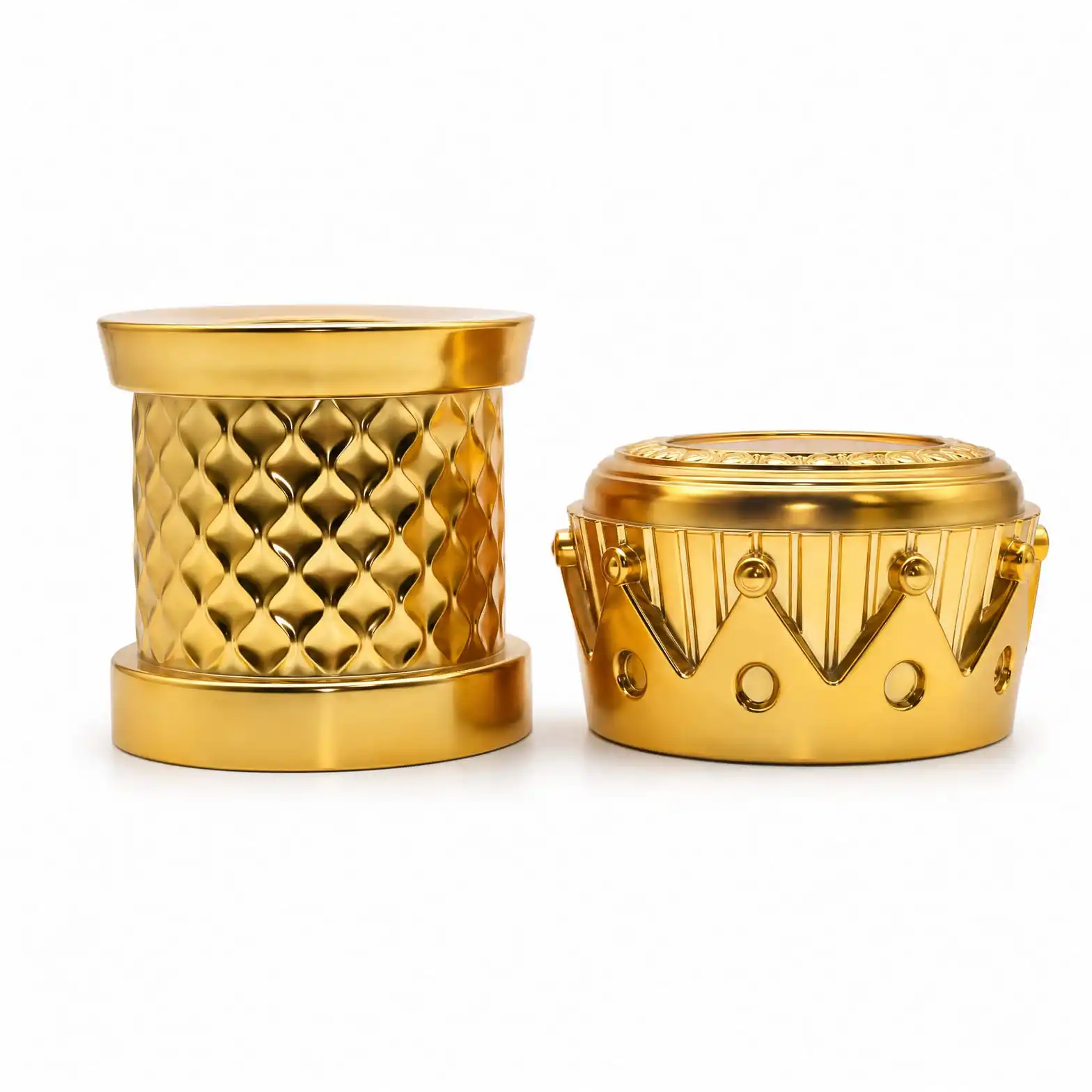 Gold Bottle Cap with Quilted Diamond Skirt and Crown Band - view 3