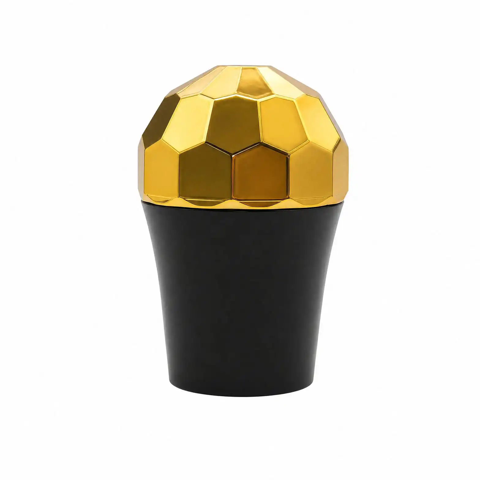 Black Bottle Cap with Faceted Gold Dome Top