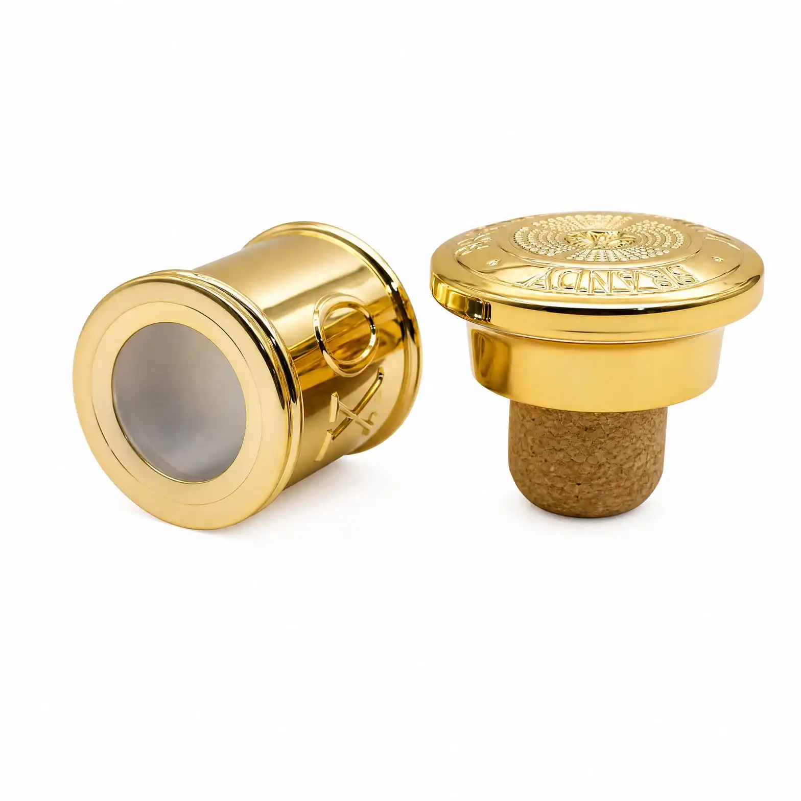 Gold Fleur-de-Lis Bottle Stopper with Natural Cork Shank - view 4