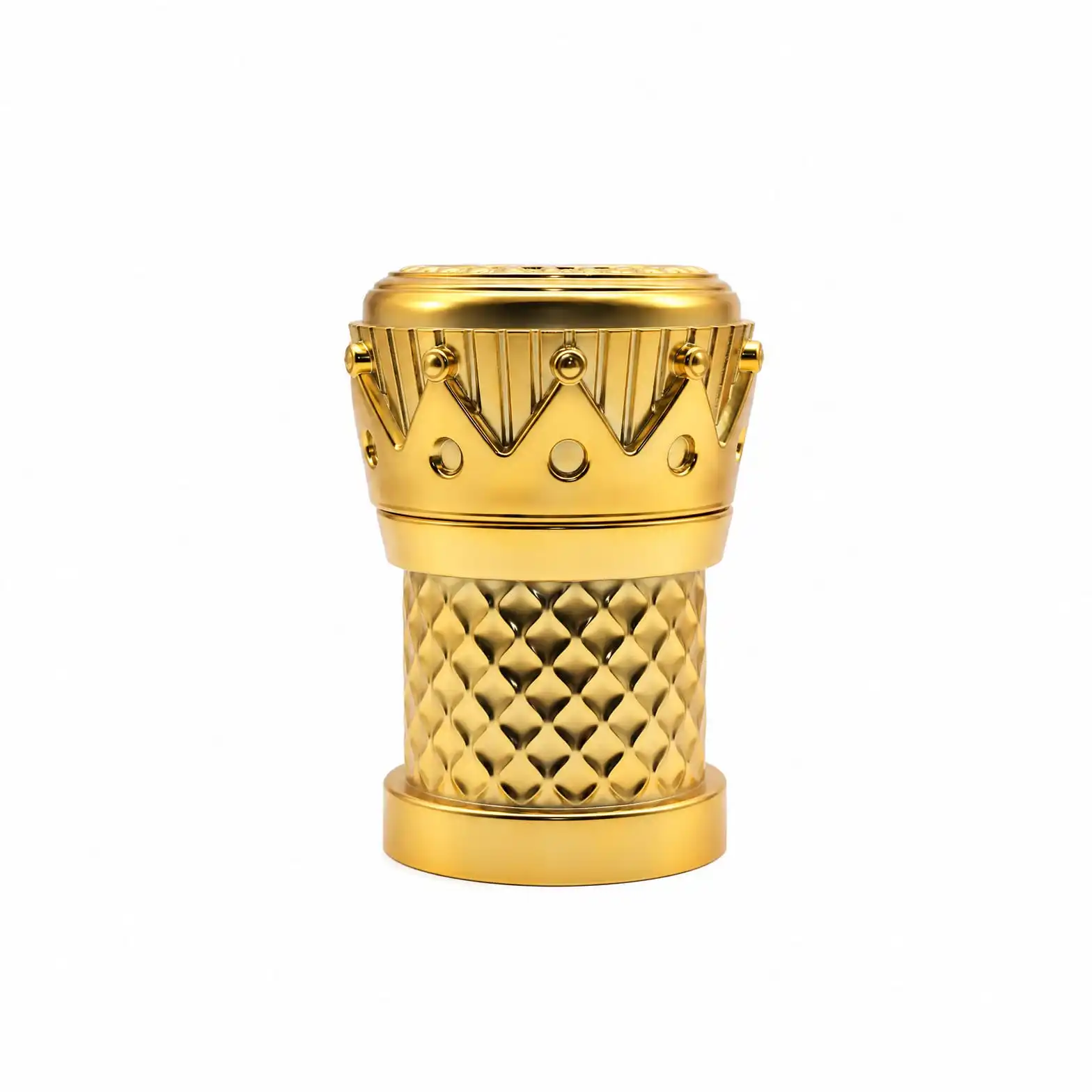 Gold Bottle Cap with Quilted Diamond Skirt and Crown Band - view 2