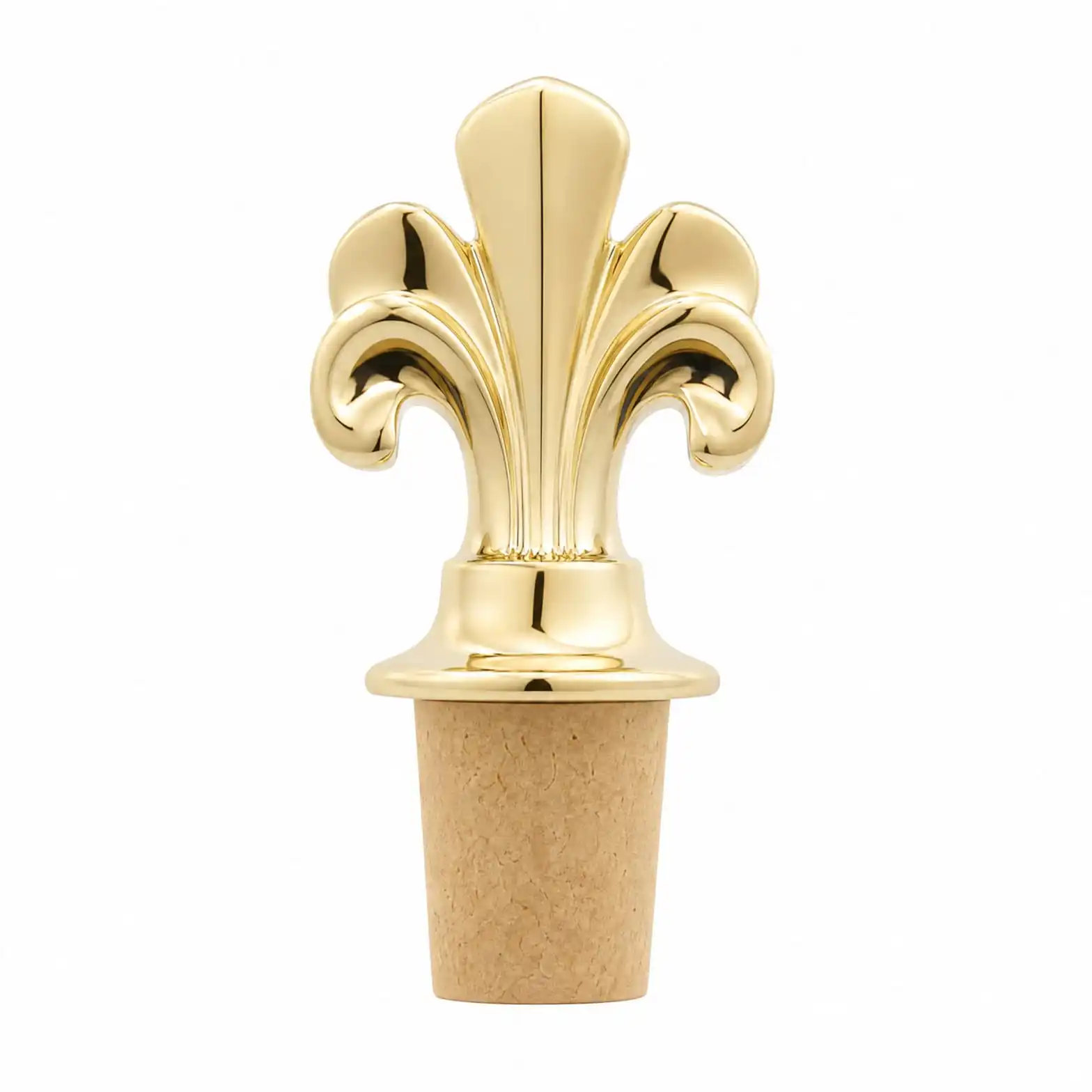 Gold Fleur-de-Lis Bottle Stopper with Natural Cork Shank